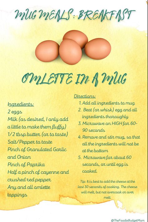 How To Make A Omelette, How To Make Omelettes, How To Make An Omelette, Omelette In A Mug, Making Drinks, Budget Mom, Breakfast Easy, Recipe Breakfast, Salty Foods