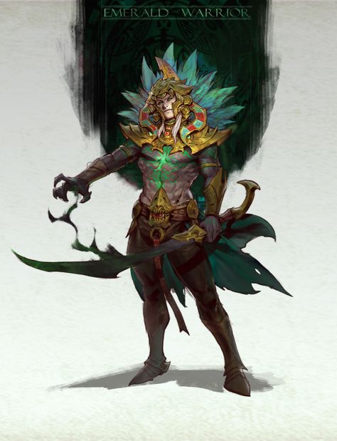 ArtStation - Emerald warrior, zexi guo Mayan Art, Aztec Warrior, Aztec Art, Male Character, Mythology Art, Fantasy Warrior, Fantasy Rpg, A Character, Dnd Characters