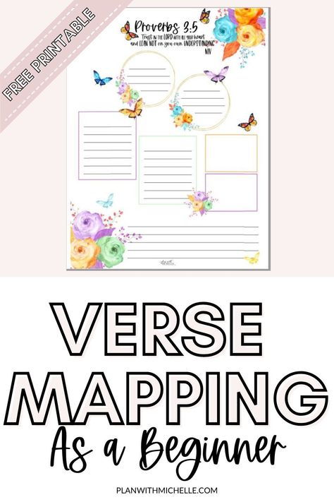 Verse Mapping for Begginers | Printable Planner by  Cynthia Boucher How To Verse Map, Free Verse Mapping Templates, Verse Mapping For Beginners Template, Bible Mapping Templates, Verse Mapping Printable, Scripture Mapping Free Printable, Free Verse Mapping Printables, Bible Verse Mapping Template, James Method Verse Mapping Template Free