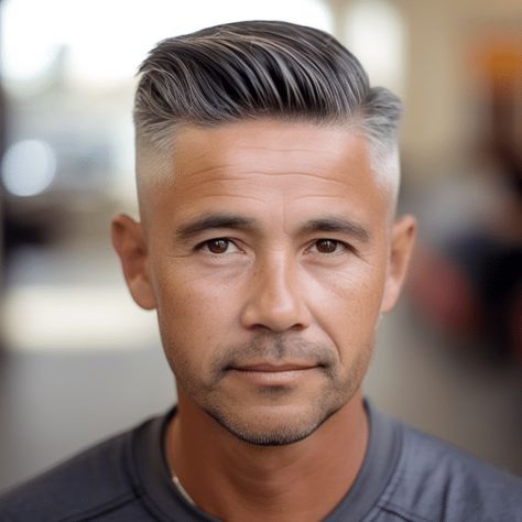 Faded Comb Over with Hard Part 1 Short Side Part Haircut Men, High Fade Comb Over, Skin Fade Comb Over, Comb Over Fade Haircut, Short Comb Over, Men’s Faded Combover, Silver Hair Men, Hard Part Haircut, Crew Cut Hair