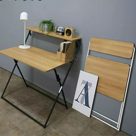 Simple Office Desk, Workstation Table, Desk Foldable, Fold Down Desk, Design Desks, Desks For Small Spaces, Simple Desk, Outdoor Furniture Plans, Folding Furniture