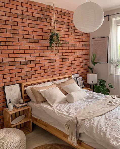 Bedroom With Brick Accent Wall, Exposed Brick Bedroom Ideas, Brick Wall Bedroom Decor, Bedroom With Brick Wall, White Brick Bedroom, Brick Bedroom Ideas, Exposed Brick Bedroom, Bedroom Brick Wall, Nyc Room