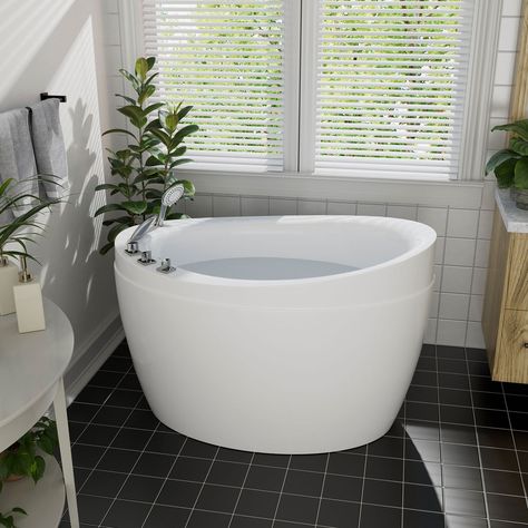 [ABOUT US]  The Empava 59-in Japanese style deep soaking tub is a perfect combination of style and practicality. It's made out of 100% glossy white acrylic and reinforced with fiberglass for long lasting durability. Small Deep Soaking Tub, Tiny Tub Shower Combo, Japanese Soaking Tub Small Bathroom, Small Free Standing Bath Tub, Soaker Tub Small Bathroom, Soaking Tub Small Bathroom, Shower And Tub Combo Walk In, Tub In Shower Area Small, Small Bathroom With Clawfoot Tub