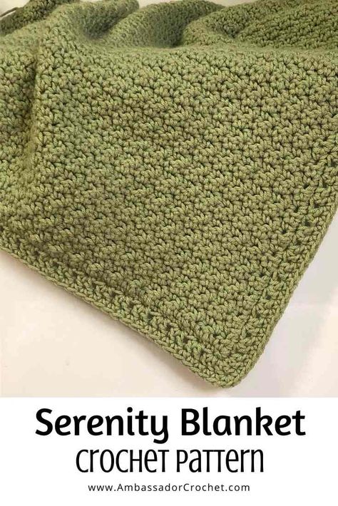 Serenity Blanket Crochet Pattern - Ambassador Crochet Lap Blankets Crochet, Queen Sized Crochet Blanket Pattern, Free Lap Blanket Crochet Patterns, Simple Crochet Lap Blanket, Crochet Blanket Single Color, Crochet Blanket Patterns Solid Color, Watchamacallit Crochet Blanket, Crochet Patterns Throw Blankets, Beginner Crochet Lap Blanket