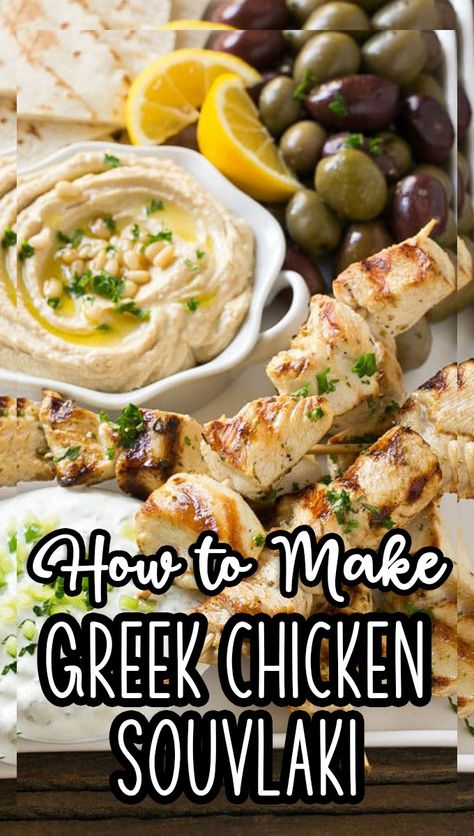 Chicken Souvlaki Dinner, Greek Chicken Souvlaki, Greek Rice, Souvlaki Recipe, Grilled Salad, Grilled Foods, Creamy Yogurt, Chicken Souvlaki, Recipes Casserole