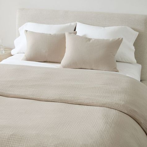 Dreamy Gauze Cotton Duvet Cover & Shams | West Elm West Elm Bedding, Modern Duvet Covers, Block Printed Pillows, Quilted Sham, Linen Duvet Covers, Linen Duvet, Twin Duvet, Cotton Duvet Cover, Beautiful Bedding