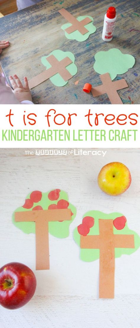 My kids love any excuse to break out bingo dabbers, so this letter T craft is T is for Tree! It can work well with an apple study, or for fine motor skills. Prek Tree Crafts, Letter T Activities For Preschoolers, Letter T Kindergarten Activities, Lowercase T Craft, Letter T Activity For Preschoolers, Letter T Crafts For Kindergarten, Letter T Crafts For Toddlers, Letter T Art Preschool, T Is For Craft