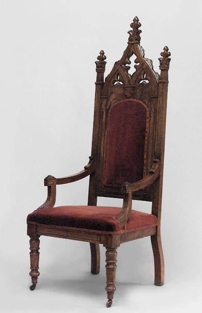 English Gothic seating chair/arm chair oak Dining Table Chair Ideas, Victorian Gothic Revival, Ornate Chairs, Church Chairs, Gothic Chair, Dog Chair, English Gothic, Throne Chairs, Wedding Bedroom