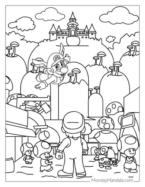 Mario Coloring Page (Free PDF Printables) - Coloring Home Mario Coloring, Super Mario Coloring Pages, Christmas Coloring Sheets, Mario Coloring Pages, Boy Coloring, Pumpkin Coloring Pages, Kitty Coloring, Summer Coloring Pages, Hello Kitty Coloring