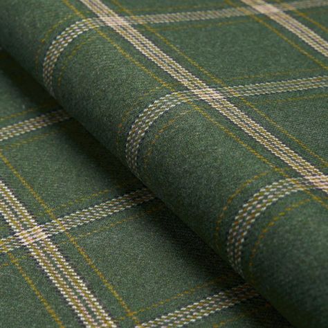 Blackburn Merino Plaid - Green Fabrics | Schumacher Bourbon Room, Green Fabrics, Windowpane Plaid, Schumacher Fabric, Custom Carpet, Elegant Drapes, Check Fabric, Vintage Tapestry, Twill Weave