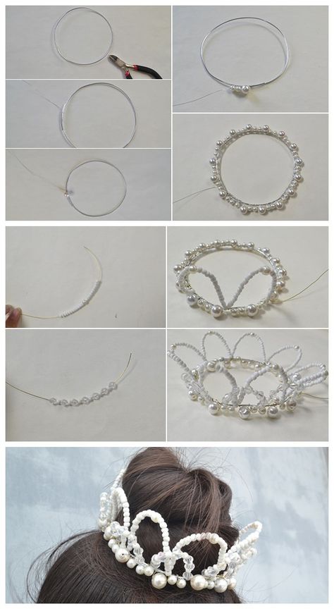 Beaded Crown Tutorial, Beaded Crown Diy, Wire Crown Diy, Diy Tiaras And Crowns, How To Make Crown, Diy Crowns, Tiara Diy, Beads Crown, Diy Tiara