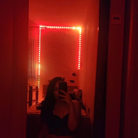 #led #girl #redroom #red Red Led Lights Selfie, Red Led Lights Aesthetic, Red Led Lights Bedroom Aesthetic, Led Lights Bedroom Aesthetic, Led Rouge, Orange Led Lights, Led Girls, Led Lighting Bedroom, Light Girls