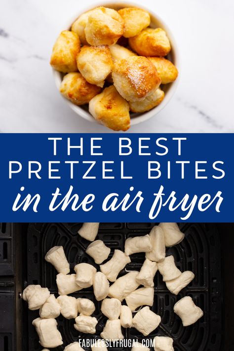 Air Fryer Pretzel Bites (2 Ingredient Dough) Recipes - Fabulessly Frugal 2 Ingredient Dough Recipes, Air Fryer Soft Pretzel, Air Fryer Pretzel Bites, Air Fryer Pretzel, List Of Appetizers, 2 Ingredient Dough, New Air Fryer Recipes, Pretzel Dough, Butter Pretzels