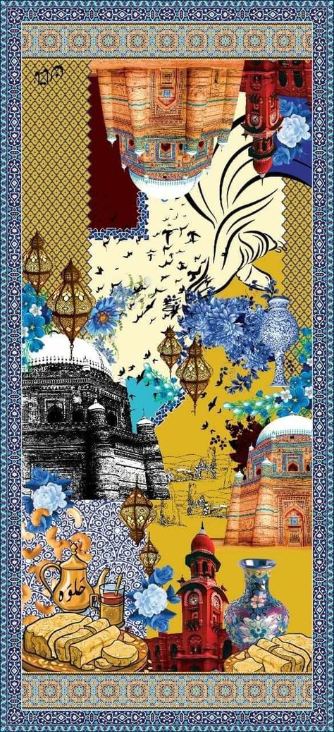 Multan Pakistan Aesthetic, Pakistani Traditional Art, Pakistan Map Aesthetic, Pakistan Art Culture, Pakistan Illustration Art, Pakistan Moodboard, Arabic Culture Art, Pakistan Culture Aesthetic, Pakistani Culture Art