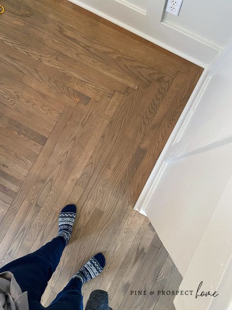 Red Oak Hardwood Floors Stains, Golden Oak Floors, Oak Hardwood Floors Colors, Hardwood Floor Stains, Red Oak Wood Floors, Hardwood Floor Stain Colors, Oak Floor Stains, Pine And Prospect, Pine And Prospect Home