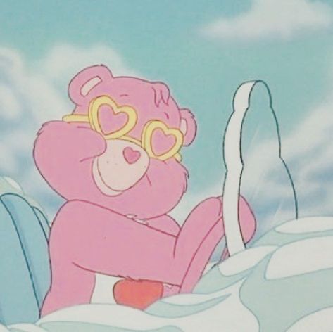 light pink / care bear / aesthetic . Care Bear Cloud Car, Care Bears Laptop Wallpaper, Photowall Ideas, Backpack Ideas, Cheer Bear, Bedroom Wall Collage, Picture Collage Wall, Classic Comics, Photo Wall Collage