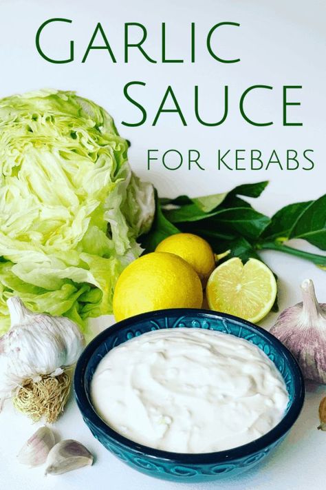 A Creamy Yogurt Garlic Sauce is perfect for your homemade Doner Kebab, Shawarma, Kofta, Souvlaki or Falafels. A Middle Eastern, flavor packed condiment, dip or spread. So simple and delicious! Kebab Sauce, Doner Kebabs, Greek Yogurt Sauce, Garlic Sauce Recipe, Creamy Yogurt, Garlic Dip, Doner Kebab, Falafels, Veggie Dip