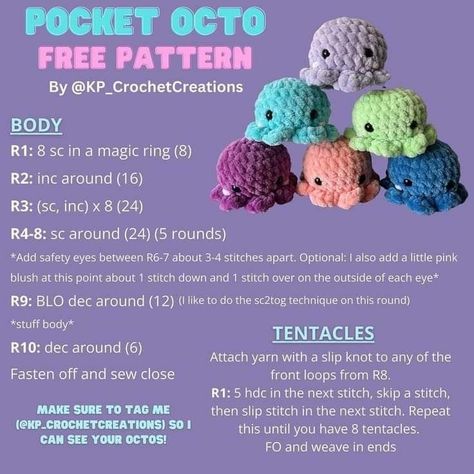 Sew Toys, Crochet Space, Crochet Characters, Shoebox Ideas, Octopus Crochet Pattern, Crochet Tutorial Pattern, Crochet Storage, Beginner Crochet Tutorial, Quick Crochet Patterns