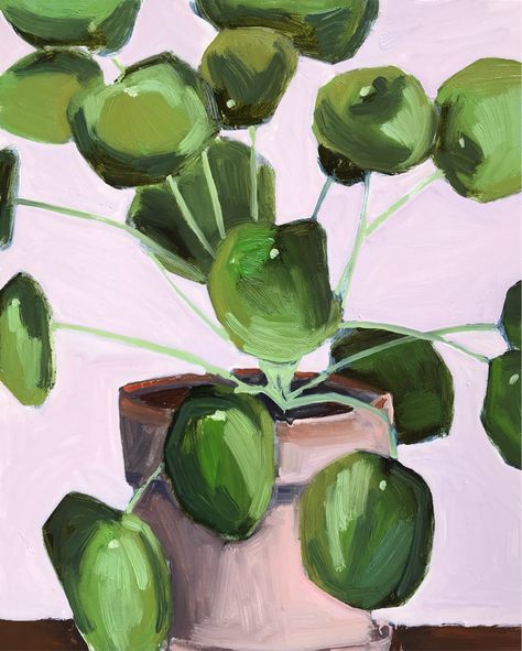 Painting Plants Acrylic, Oil Painting Plants, Botanical Oil Painting, Pothos Painting, Plant Painting Ideas, Simple Oil Painting Ideas, Plant Painting Acrylic, Abstract Plant Painting, Plant Oil Painting