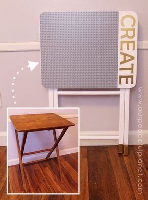 Love Lego? Make this easy portable DIY Lego table from an old TV stand. You can even have it match your decor. A Lego mat, paint, glue and stencils. Voila! Lego Mat, Old Tv Stand, Diy Lego Table, Old Tv Stands, Lego Table Diy, Diy Esstisch, Lego Organization, Diy Lego, Lego Table