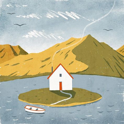 Norwegian Illustration, Mountain Illustration Simple, Iceland Illustration, Digital Illustration Inspiration, Norway Illustration, Fjords Norway, Island Illustration, Mountains Illustration, Norwegian Fjords