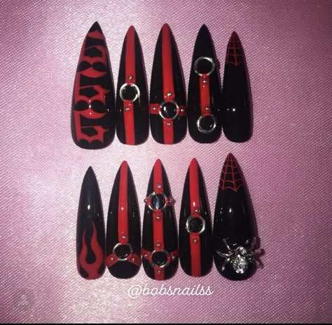 Luv Nails, S Nails, Gothic Nails, Edgy Nails, Goth Nails, Grunge Nails, Unique Acrylic Nails, Glue On Nails, How To Do Nails