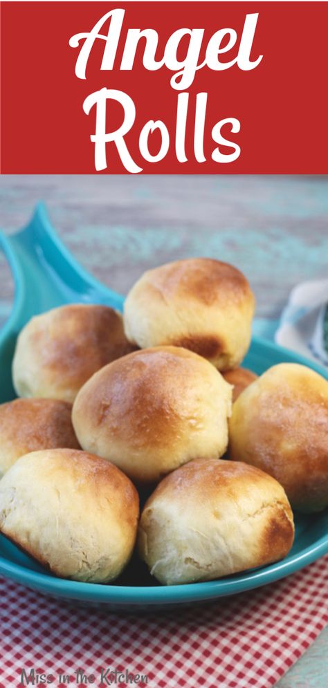 Angel Rolls Recipe - Miss in the Kitchen Angel Rolls Recipe, Angel Rolls, Food Rolls, Dinner Roll Recipe, Angel Biscuits, Fall Eats, Dinner Roll, Homemade Rolls, Yeast Rolls