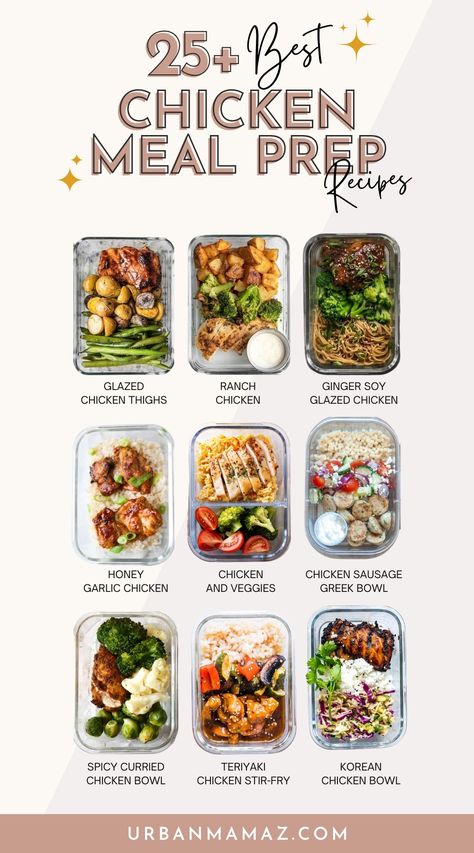 Looking for the best chicken meal prep recipes? Check out this ultimate list of 25+ best chicken meal prep recipes to try this week. 4oz Meal Prep, Meal Prep Different Each Day, Meal Prep For Diet, Component Meal Prep, Meal Prep Images, Prepared Meals For The Week, Chinese Food Meal Prep, Food Prepping Ideas, Tasty Meal Prep Ideas