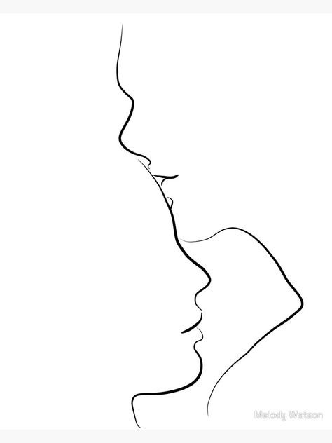 "Forehead Kiss Line Art Drawing" Canvas Print by Odyanne | Redbubble Men Tattoos, Desenio Prints, Holding Drawing, Kiss Line Art, Kiss Poster, Art Abstrait Ligne, Forehead Kiss, Drawing Canvas, Couple Drawing