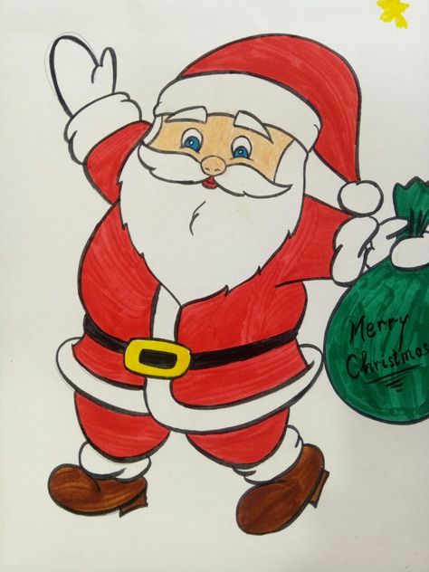 Christmas special Santaclaus drawing for kids Christmas Thatha Drawings, Santaclaus Art Drawing, Drawing For Kids Christmas, Christmas Day Drawing, Christmas Drawing Ideas For Kids, Crismas Drawings Ideas, Santa Sketch, Christmas Scene Drawing, Merry Christmas Drawing