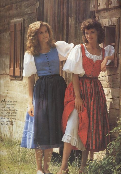 Austrian Folk Costume, Dirndl Aesthetic, Hobbit Dress, Austrian Fashion, Traditional German Clothing, Drindl Dress, German Traditional Dress, Modern Vintage Dress, Laura Ashley Vintage