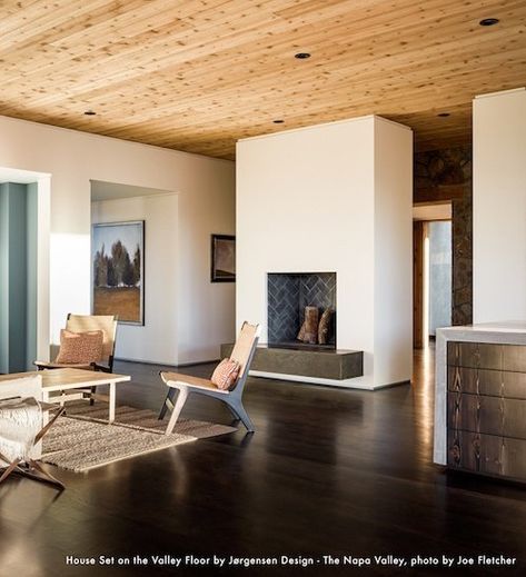 Knotty Vs. Clear Cedar - Which One Should You Use? - Real Cedar Cedar Ceiling, Stone Cladding, Wooden Ceilings, The Fireplace, Wood Ceilings, California Homes, Mid Century House, Napa Valley, Maine House