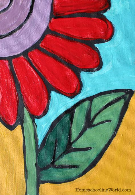 How to Paint a Flower {Art Tutorial for Kids} Easy Flower Painting For Kids, Flower Painting For Kids, Easy Painting For Kids, Kids Canvas Painting, Kids Canvas Art, Easy Flower Painting, Kids Canvas, Easy Flower, Easy Canvas Painting