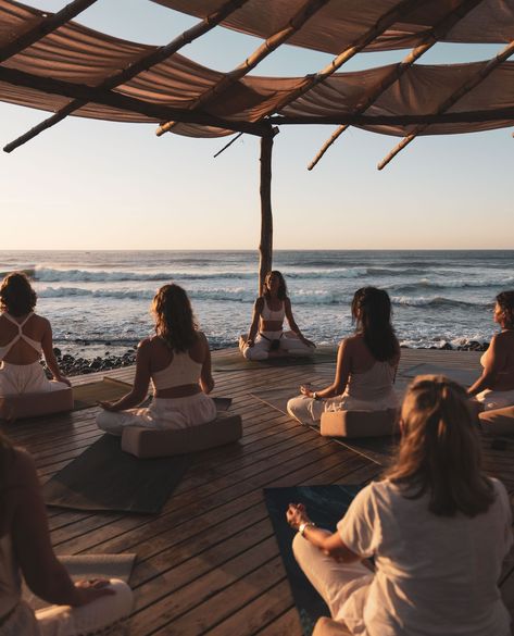 Surrender to the tranquil ambiance of Mizata as the sun sets, painting our beachfront yoga shala with a golden hue.⁠ ⁠ Take it from @AllisonBYoga, our esteemed retreat host and advisory board member, with one unforgettable retreat already unfolded, and two more on the horizon this year, the magic of Mizata is undeniable.🌅🧘‍♀️✨⁠ ⁠ Interested in hosting your own retreat? Send us a DM or visit the link in our bio. Energy Work Aesthetic, Meditation Retreat Aesthetic, Healing Retreat Aesthetic, Relaxing Mood Board, Womens Retreat Aesthetic, Mindfulness Vision Board, Yoga Retreat Photography, Bali Spiritual Retreat, Teaching Yoga Aesthetic