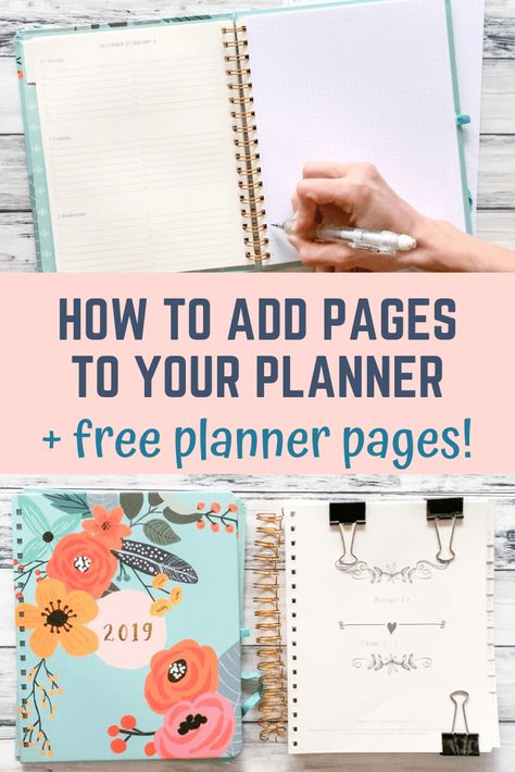 How to add pages to your coil bound planner. You can do it two different ways and you don't need a speciality hole punch! #planner #bujo Free Planner Pages, Free Wedding Planner Printables, Fitness Planner Free, Wedding Planner Printable, Spiral Planner, How To Make Planner, Free Wedding Planner, Spiral Planners, Mouse Crafts