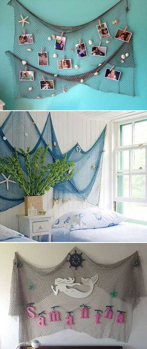 There are many ways to turn your ordinary room into a more stunning and fascinating room. Check out these 51+ turquoise room ideas!  #turquoise #bedroom #decorate #stunning #color #scheme Mermaid Decor Bedroom, Fish Net Decor, Mermaid Bathroom Decor, Ocean Themed Bedroom, Turquoise Room, Bedroom Turquoise, Deco Marine, Ocean Room, Mermaid Bedroom