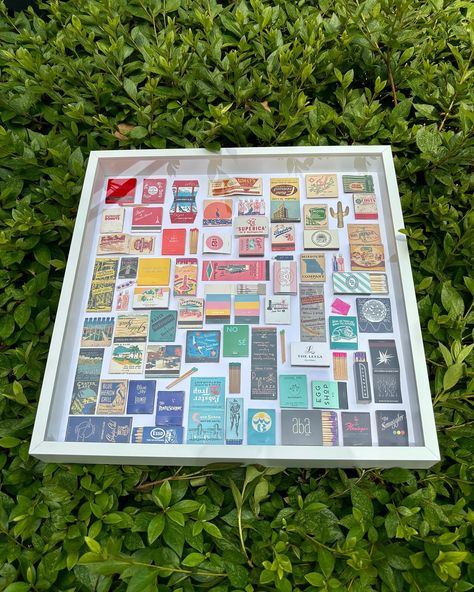 My newest and largest matchbook art shadowbox to date, and she’s all for me 💕 took most of my collection and turned it into a one of a kind, fun and colorful piece of art ✨ #Artist #artistsofinstagram #artistsoninstagram #wallart #walldecor #homeart #homedecor #uniquehomedecor #dopaminedecor #oneofakindart #funkyaesthetic #funartwork #matchbookart #matchbookdecor #matchbooks #matchbox #matches #mixedmediaart #handmade #handmadehomedecor #handmadehomegoods Match Box Display Ideas, Match Box Collection Display, Matchbox Collection Display, Matchbook Shadow Box Art, Matchbox Shrine, Funky Aesthetic, All For Me, Matchbook Art, Shadow Box Art