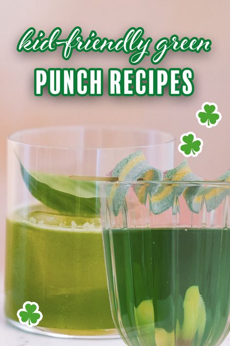 We've rounded up our favorite green punch recipes for St. Patrick's Day! Each recipe is kid-friendly with adult versions as well. Happy St. Patrick's Day from @madebykidsco #stpatricksday #greenpunch #punchrecipes #kidscooking #kidsrecipes #stpatricksdayparty #madebykidsco #greenpunch #greenpunchrecipe Pond Punch Recipe Green, St Patrick’s Day Punch, Green Punch Recipe For Kids, Pond Punch Recipe, Green Punch Recipes Non Alcoholic, Green Punch Recipe, Green Punch Recipes, Punch Recipes For Kids, Sant Patrick