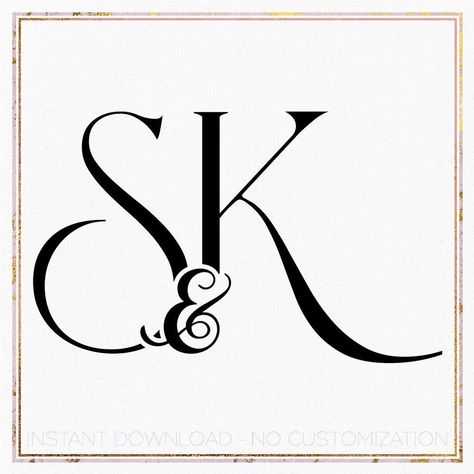 Modern wedding logo Monogram, Stylish Wedding Couple Logo, Minimalist Wedding Monogram, Initials Logo, SK, KS #simple #monogramlogo #pinterestideas Logo Sk, Modern Wedding Logo, Couple Logo, Black And White Png, Digital Logo, Custom Wedding Monogram, Initials Logo Design, Wedding Logo Monogram, Wedding Logo Design