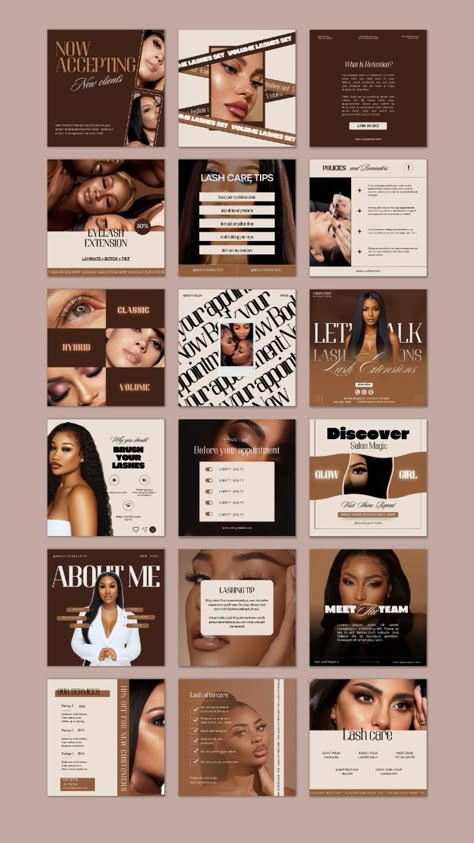 Lash Technician Templates Lash Artist Social Media Lash Stylist Post Templates Lash Technician Instagram Lash Extension Template Eyelash Business Branding Lash Extension Marketing Beauty Instagram Templates

Don't spend countless hours creating your own Instagram posts from scratch... Save time and money by using these luxury template
#lashartistinstagramtemplate #socialmediatemplatedesign #lashtechnicianinstagramtemplate #lashartistinstagramtemplate #aestheticsocialmediatemplate #brownlashtech #lashtechsocialmediadesign Makeup Artist Social Media Post, Models Needed Instagram Post, Instagram Live Template, Elegant Social Media Design, Makeup Social Media Post, Makeup Instagram Feed, Lounge Branding, Eyelashes Business, Lash Artist Instagram