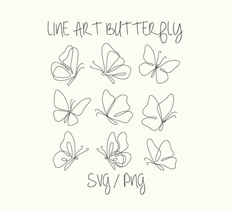 Small Tattoos Butterflies, Boho Butterfly Tattoo, Line Art Butterfly Tattoo, One Line Butterfly Tattoo, Pretty Line Art, Line Art Butterflies, Tattoo Grandma, Line Art Butterfly, Butterfly Doodle