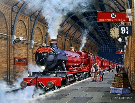 Train To Hogwarts, Hogwarts Train, Hery Potter, Harry Potter Train, Hogwarts Express Train, Stile Harry Potter, Kings Cross Station, Train Platform, Harry Potter Artwork