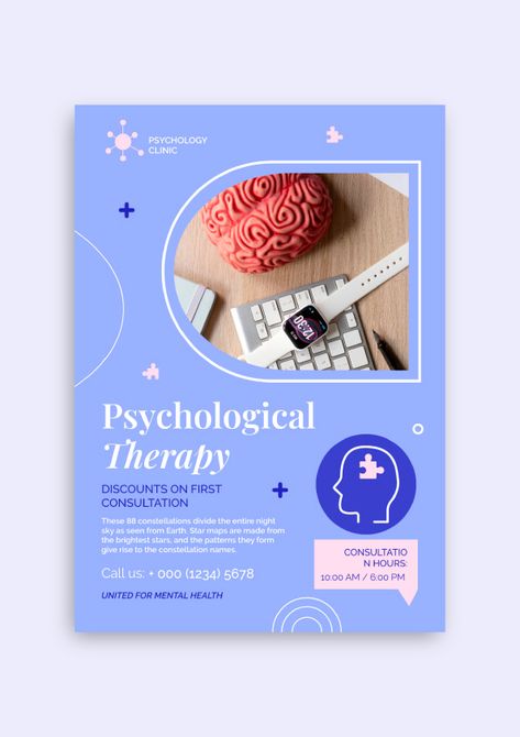 Hand-drawn Psychological Therapy Flyer Psychology Clinic, Club Flyers, Brand Kit, Used Tools, Star Map, Start Now, Business Branding, Free Graphic Design, Flyer Template