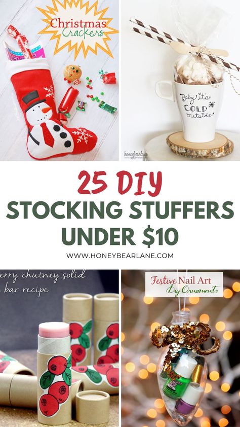 Here is a list of some great last minute DIY stocking stuffers! These would also work great as gifts for friends, co-workers, neighbors, teachers, whatever! Work Stocking Stuffer Ideas, Diy Stocking, Diy Stocking Stuffers, Diy Stockings, Festive Nail Art, Stocking Gifts, Christmas Crackers, Co Workers, Cute Diys