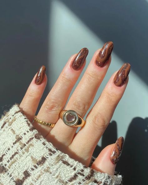 Hot Chocolate Nails, Kutek Disney, Brown Nail, Brown Nails Design, Nail Polish Colors Fall, Autumn Nail, November Nails, Fall Nail Trends, Fall Nail Art Designs