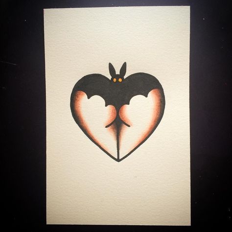 Cute Bat butt Bat Tattoo, 4 Tattoo, Spooky Tattoos, Geniale Tattoos, Sailor Jerry, Cute Bat, Desenho Tattoo, Halloween Tattoos, Tattoo Flash Art