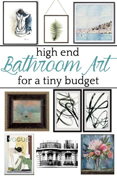 A shopping guide with upscale art for bathrooms for under $100 based on linear figures, architectural sketches, vintage advertisements, sky/water/landscapes, abstract paintings, and botanicals. #bathroomart Art For Bathrooms, Home Decor For Apartments, Diy Home Decor For Apartments Renting, Sketches Vintage, High End Bathroom, Decor For Apartments, Diy Home Decor For Apartments, Bathroom Artwork, Architectural Sketches