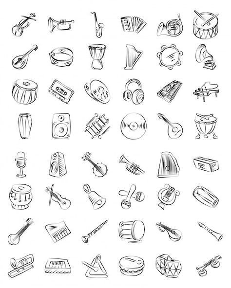 Music Cute Drawing, Instrument Doodles, What Is Music, Music Line, Music Notes Drawing, Music Tools, Musical Instruments Drawing, Music Drawing, Music Doodle