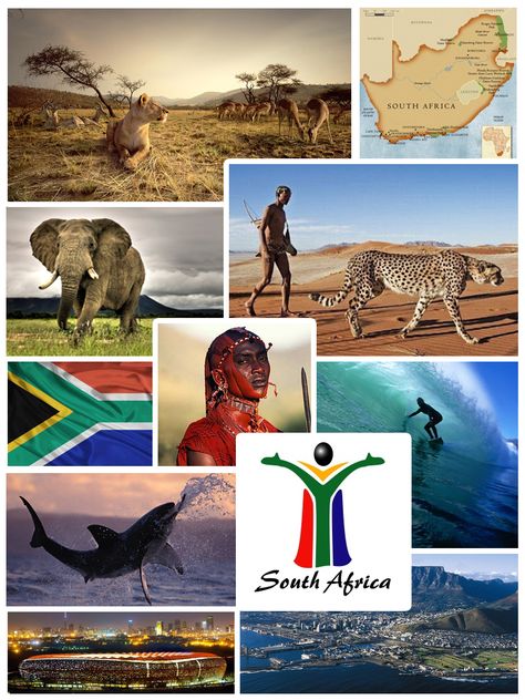 South Africa, officially the Republic of South Africa, is a country located at the southern tip of Africa. It is divided into nine provinces and has 2,798 kilometres (1,739 mi) of coastline. To the north lie the neighbouring countries of Namibia, Botswana and Zimbabwe; to the east are Mozambique and Swaziland; while Lesotho is an enclave surrounded by South African territory... South African Celebrities, African Travel, Eastern Cape, Kwazulu Natal, Kruger National Park, Southern Africa, Zimbabwe, Countries Of The World, The Republic