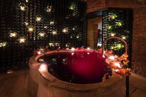 Wine Bath Trend - Vinotherapy Spa Health Benefits | Apartment Therapy Wine Bath, Bath Diy, Cozy Bath, Bath Trends, Wine Folly, Red Vines, Spa Night, Diy Spa, Wine Brands